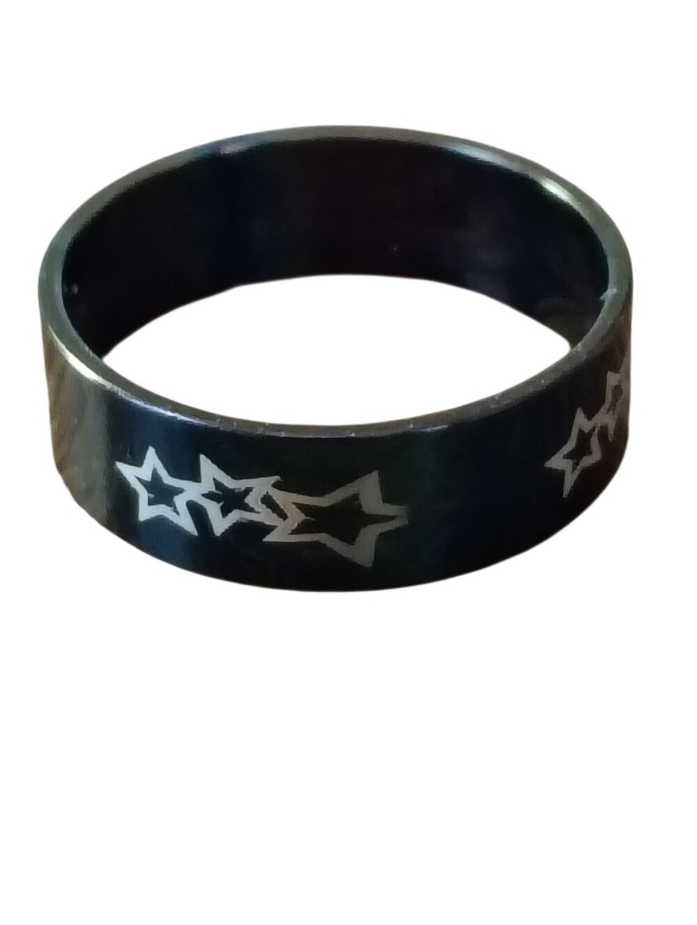 Black Star-Engraved Men's Stainless Steel Ring size 11